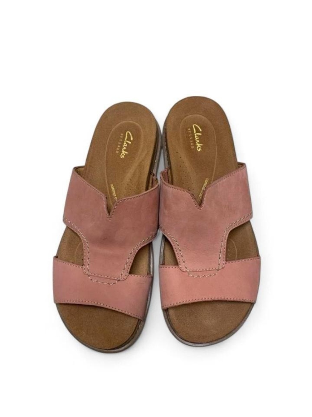 Clarks Artisan Arwell Leather Slide in Peach Nubuck
